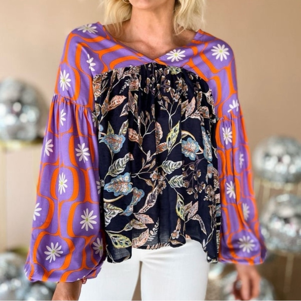 Bucket List clothing cotton boho blouse top size small